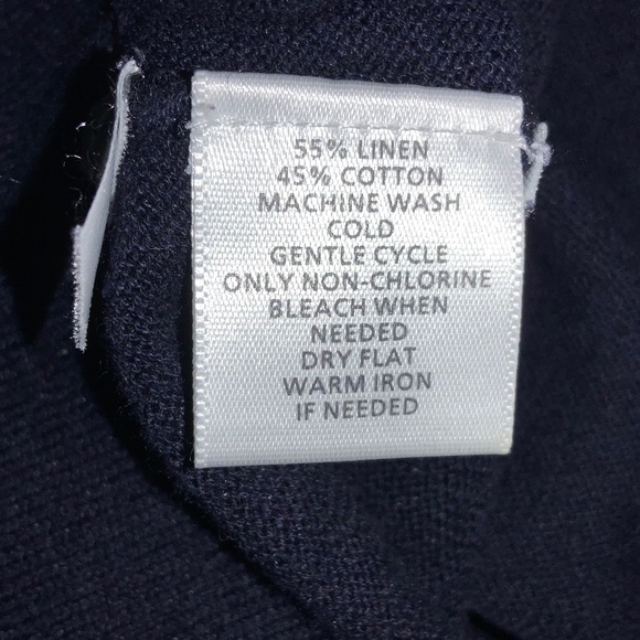 Loft linen blend navy blue knit top Sz XL long sleeve scoop neck ribbing - Picture 5 of 5